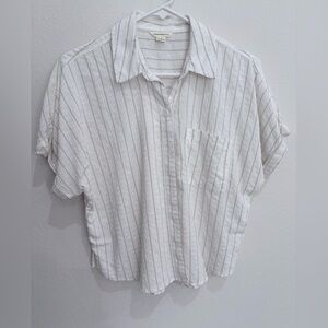 Aeropostale Lightweight Beige Striped Button-Down Shirt, Small